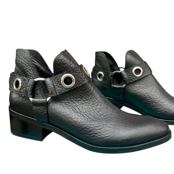Kaanas Morelia Harness Grommet Open-Ankle Bootie Boot Black Leather Size 6.5 - Picture 4 of 10